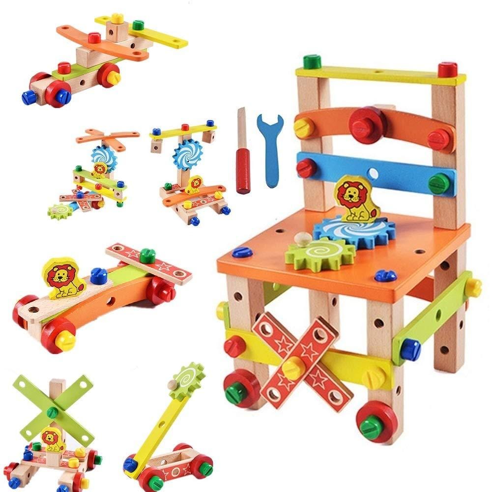 FunBlast - DIY Wooden Multifunctional Chair with Nut and Screw Toys