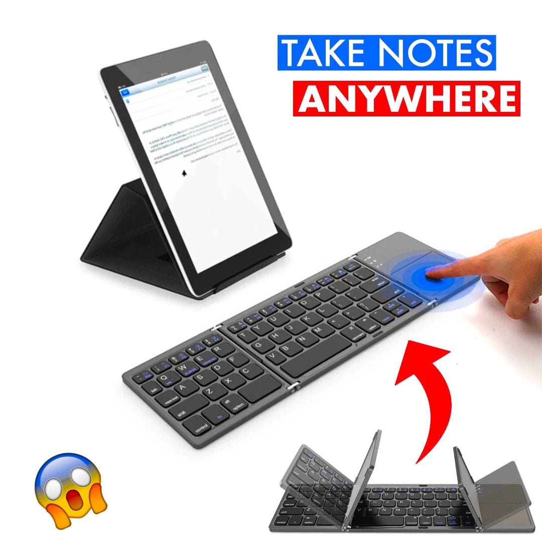 KeyFold - Foldable Wireless Bluetooth Keyboard With Touchpad