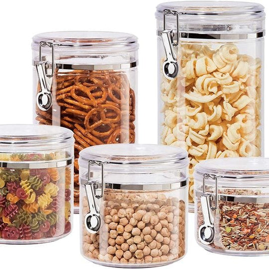 5 Pcs Clear Canister Set with Clamp