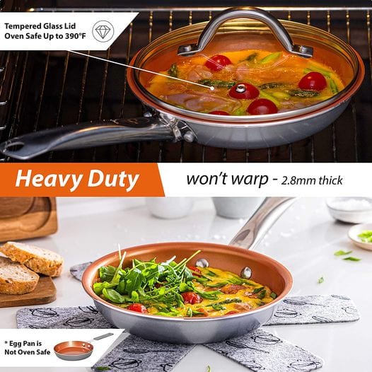 13pc Cookware Copper Pan Set