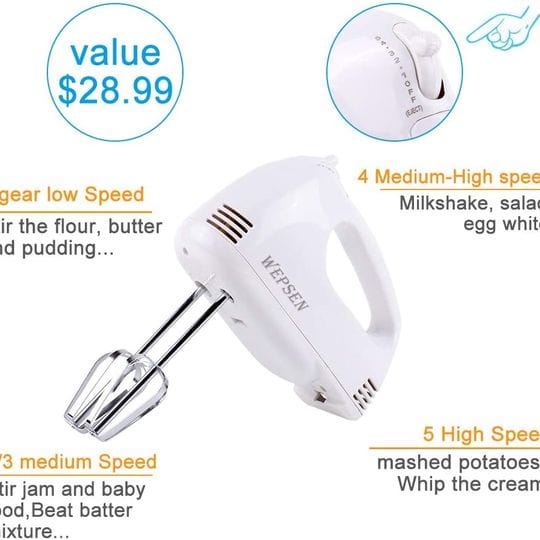 Electric Hand Mixer Mixing Bowls Set