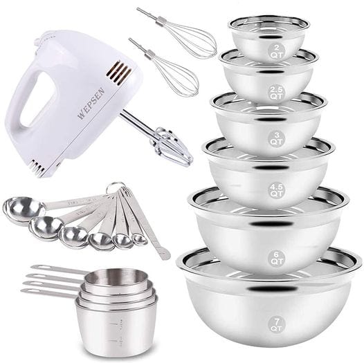 Electric Hand Mixer Mixing Bowls Set