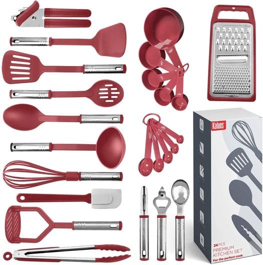 24 Nylon and Stainless Steel Utensil Set