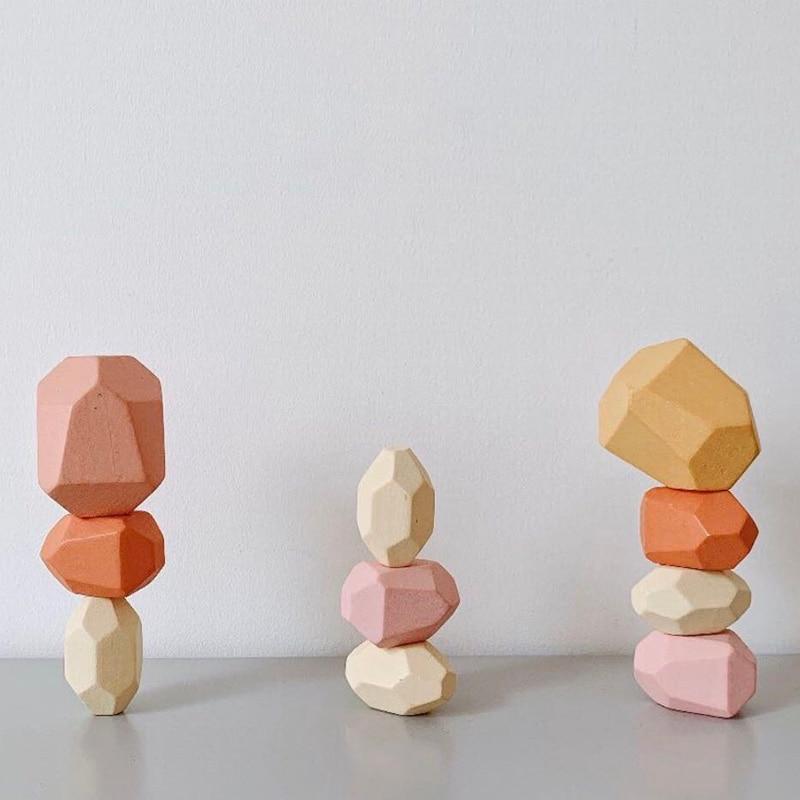 StoneStack - Creative Wooden Stone Stacking Building Blocks