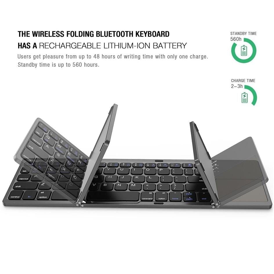 KeyFold - Foldable Wireless Bluetooth Keyboard With Touchpad