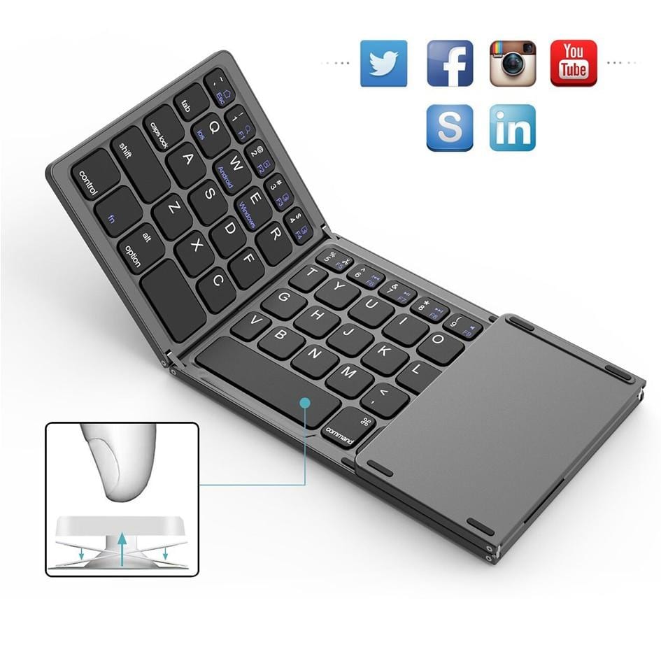 KeyFold - Foldable Wireless Bluetooth Keyboard With Touchpad