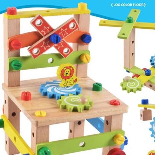 FunBlast - DIY Wooden Multifunctional Chair with Nut and Screw Toys