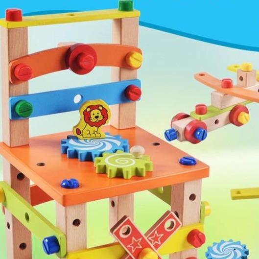 FunBlast - DIY Wooden Multifunctional Chair with Nut and Screw Toys