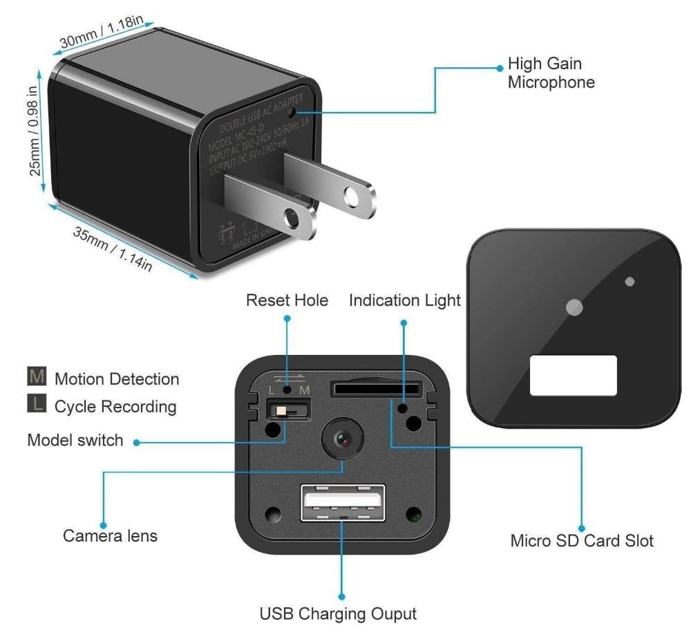 CamCharger - 1080P HD Wifi Camera USB Charger