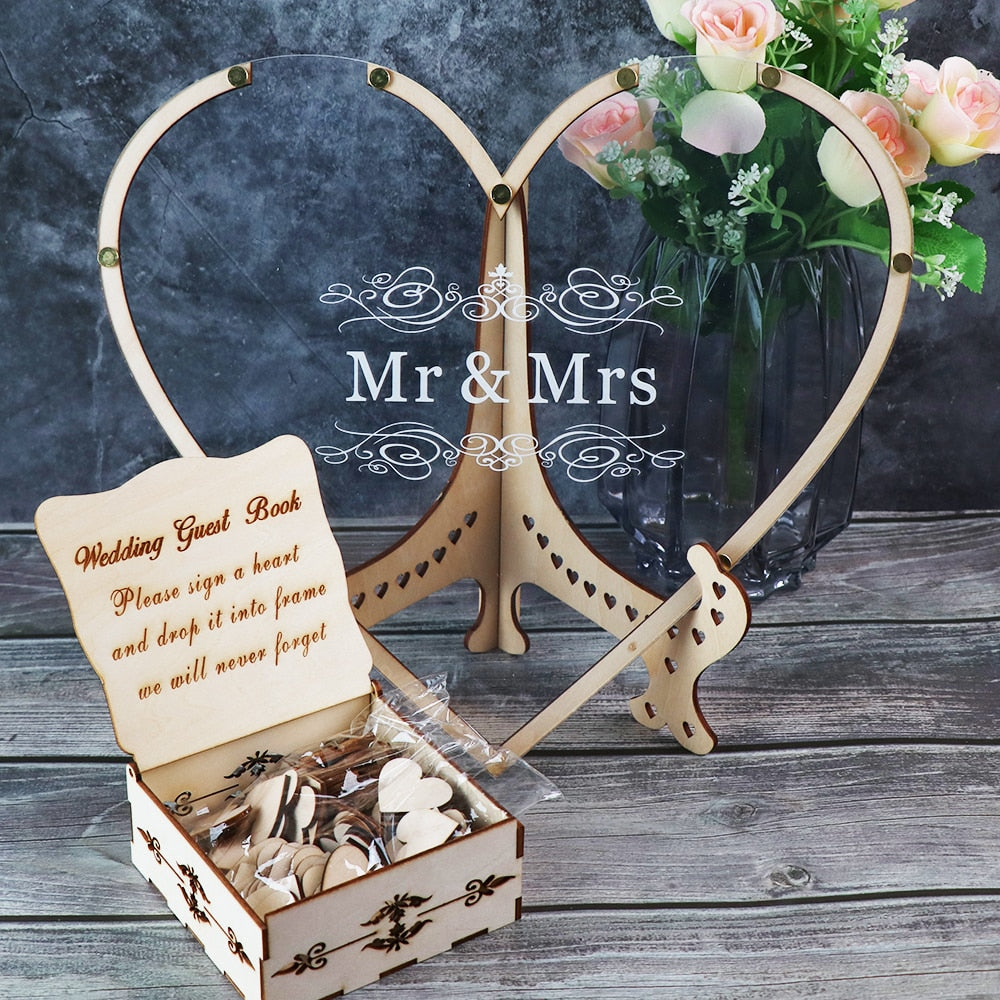 LoveBank - Rustic Heart Shaped Transparent Guest Book