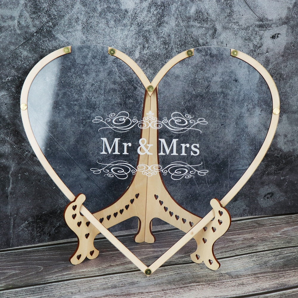 LoveBank - Rustic Heart Shaped Transparent Guest Book