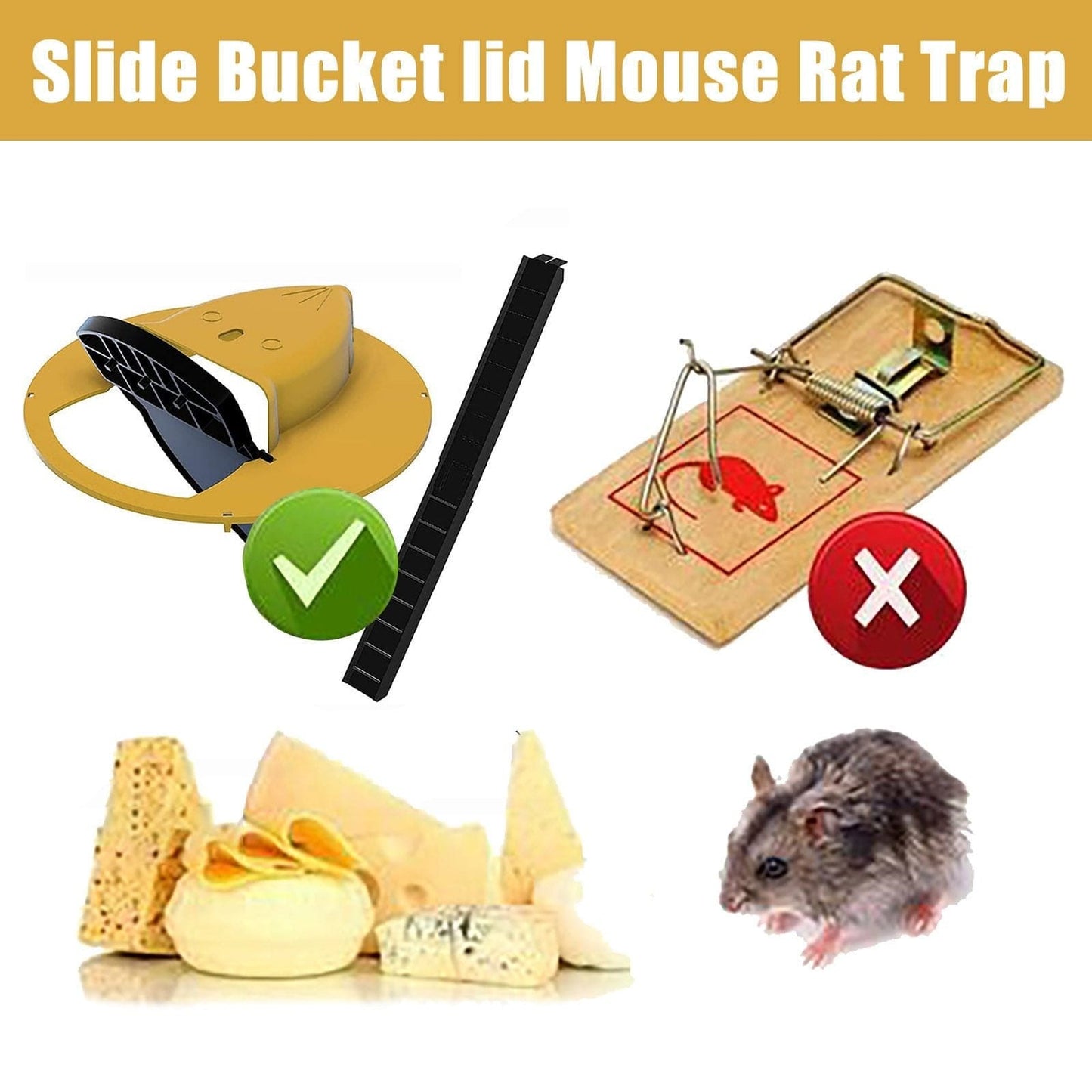 FlipTrap - Flip and Slide Bucket Lid Mouse Trap