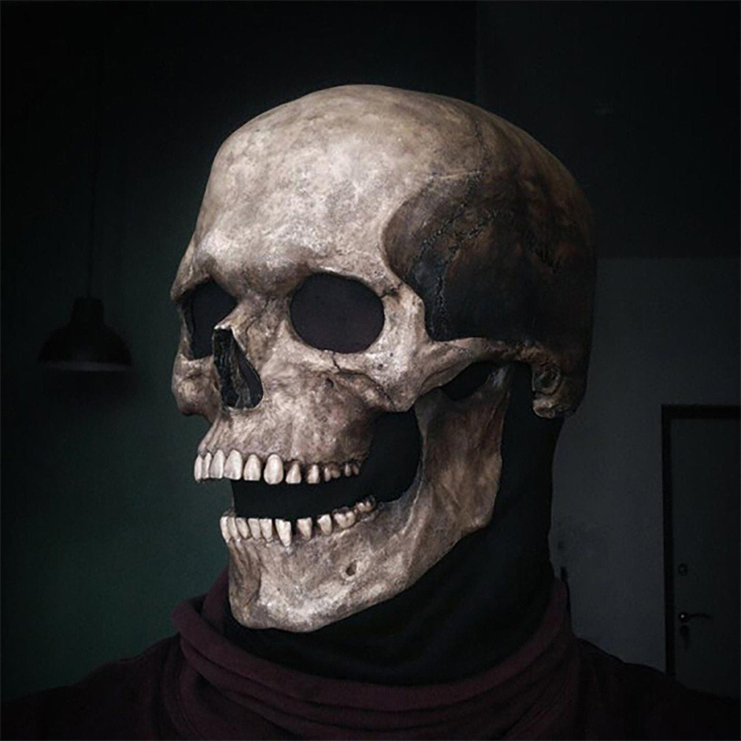 Movable Jaw Realistic Full Head Skull Mask