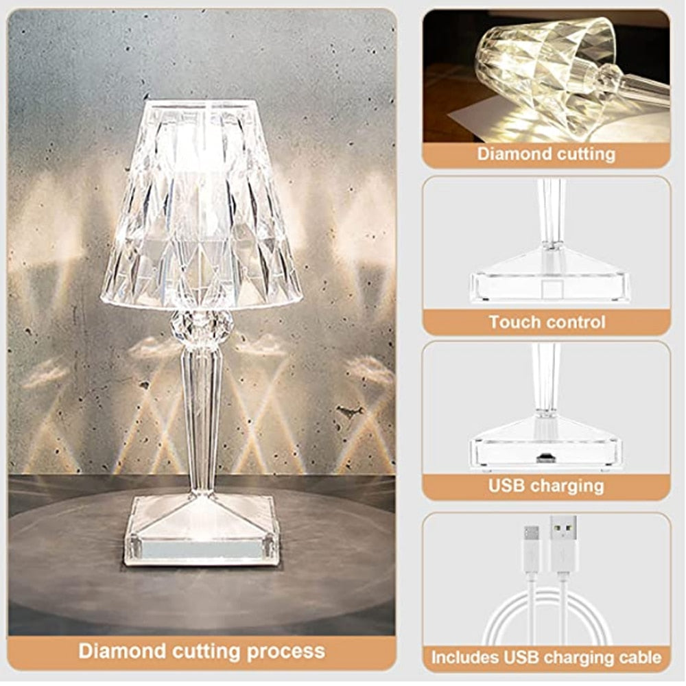 CrystaLamp - LED Diamond Crystal Table Lamp